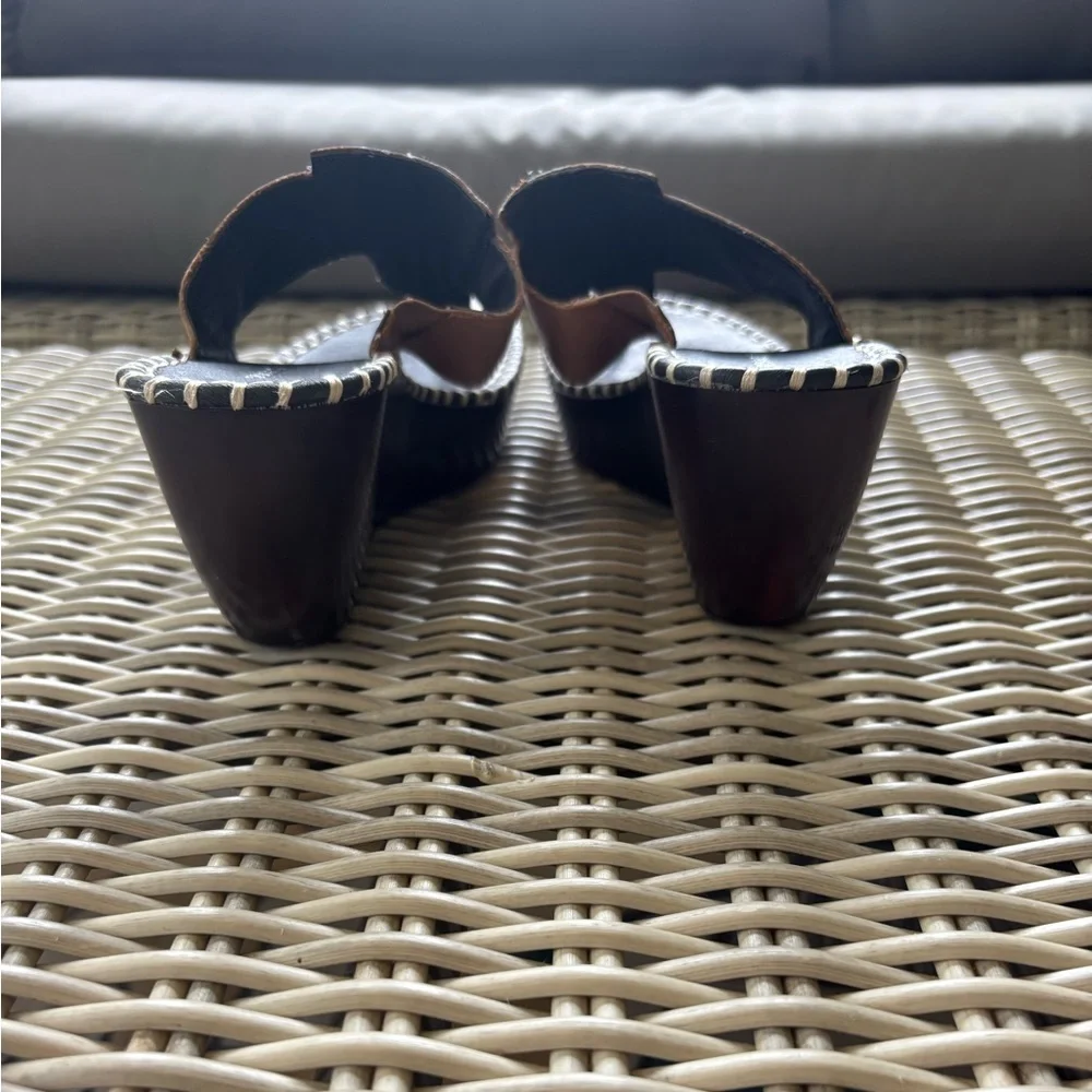 Donald J Pliner‎ Leather T Strap Wedge Sandals 8 boho coastal resort vacation